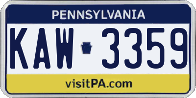 PA license plate KAW3359