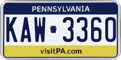 PA license plate KAW3360