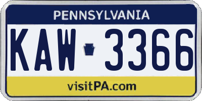 PA license plate KAW3366