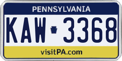 PA license plate KAW3368