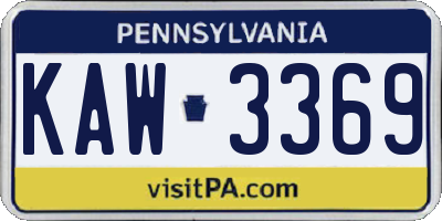 PA license plate KAW3369