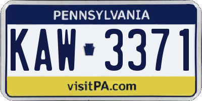PA license plate KAW3371