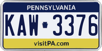 PA license plate KAW3376