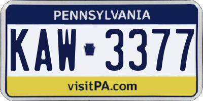 PA license plate KAW3377