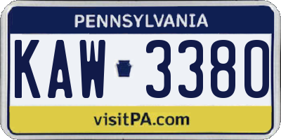 PA license plate KAW3380