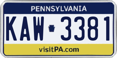 PA license plate KAW3381