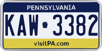 PA license plate KAW3382