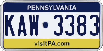 PA license plate KAW3383