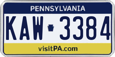 PA license plate KAW3384