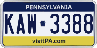 PA license plate KAW3388