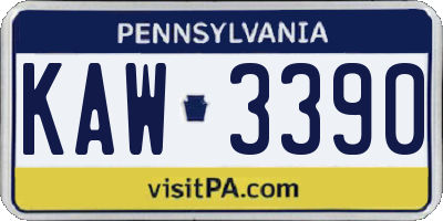 PA license plate KAW3390