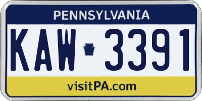 PA license plate KAW3391
