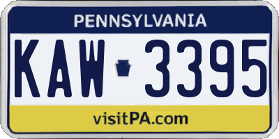 PA license plate KAW3395