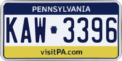PA license plate KAW3396