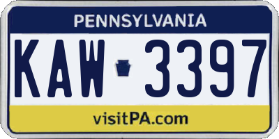 PA license plate KAW3397