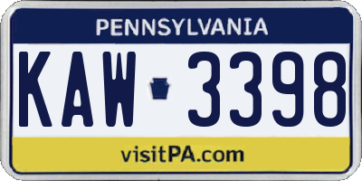 PA license plate KAW3398