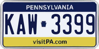 PA license plate KAW3399