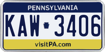 PA license plate KAW3406