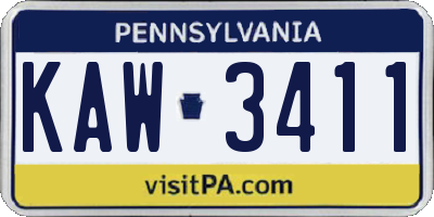 PA license plate KAW3411
