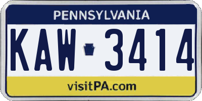 PA license plate KAW3414