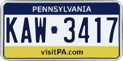 PA license plate KAW3417