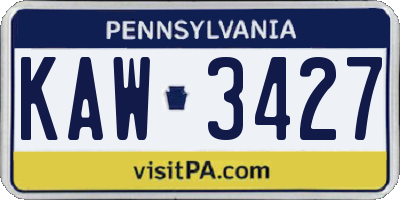 PA license plate KAW3427