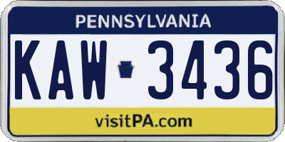 PA license plate KAW3436