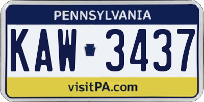 PA license plate KAW3437