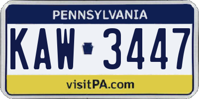 PA license plate KAW3447