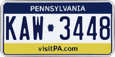 PA license plate KAW3448