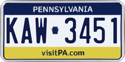 PA license plate KAW3451