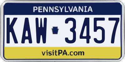 PA license plate KAW3457