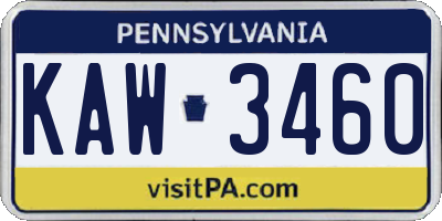 PA license plate KAW3460