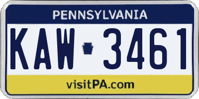 PA license plate KAW3461