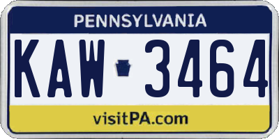 PA license plate KAW3464