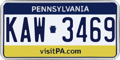 PA license plate KAW3469