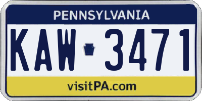 PA license plate KAW3471