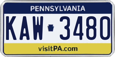 PA license plate KAW3480