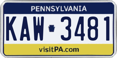 PA license plate KAW3481