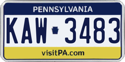 PA license plate KAW3483