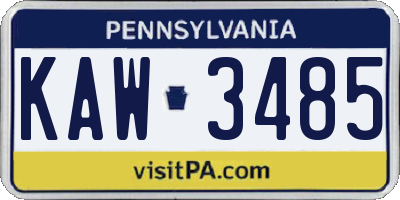 PA license plate KAW3485