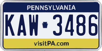 PA license plate KAW3486