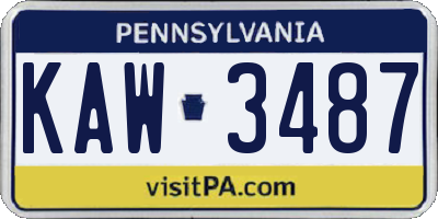 PA license plate KAW3487