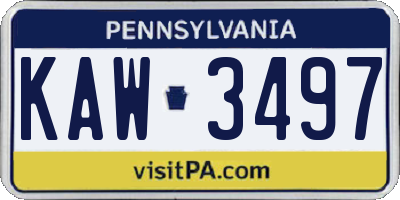 PA license plate KAW3497