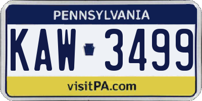 PA license plate KAW3499