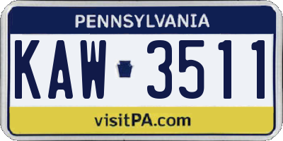 PA license plate KAW3511