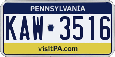 PA license plate KAW3516