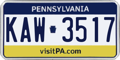 PA license plate KAW3517