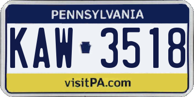 PA license plate KAW3518
