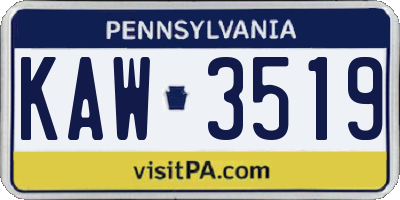 PA license plate KAW3519